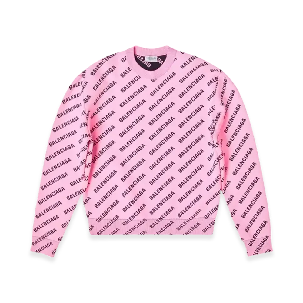 BALENCIAGA Women's Mini Allover Logo Sweater "Pink"