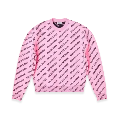 BALENCIAGA Women's Mini Allover Logo Sweater "Pink"