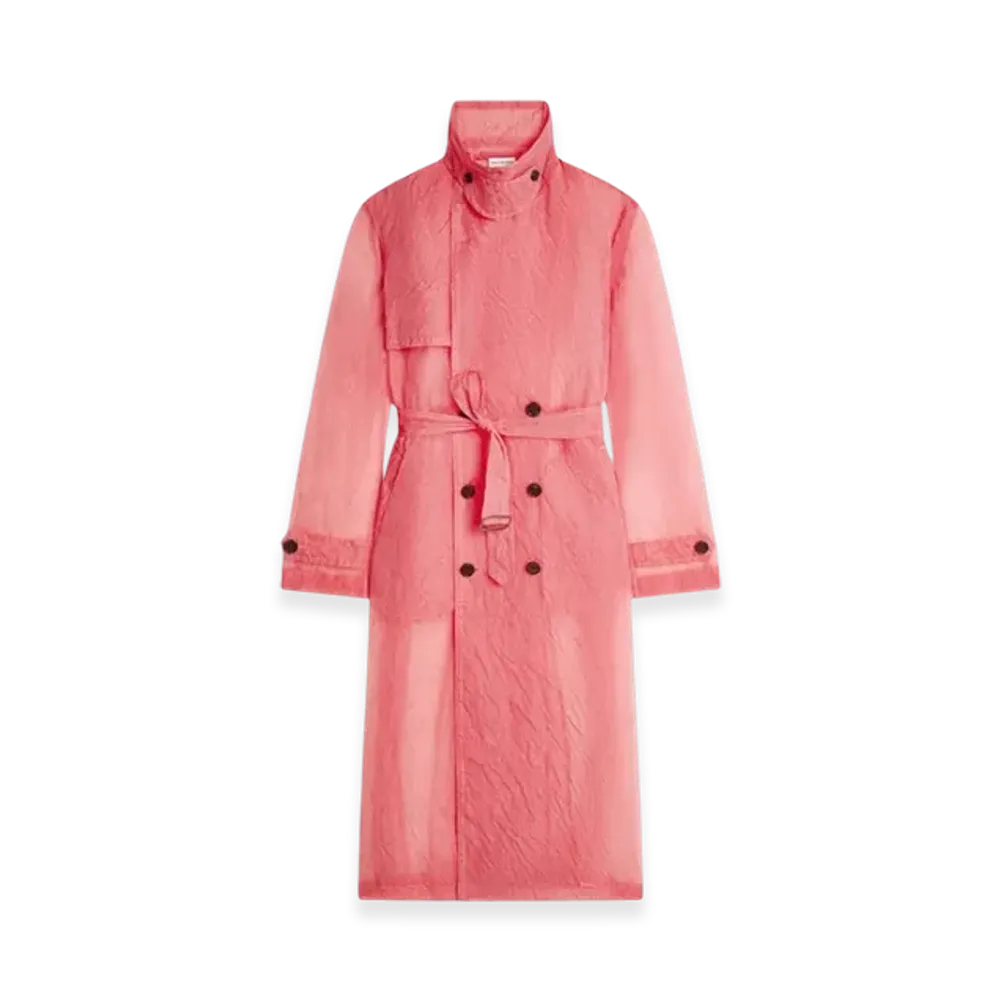 DRIES VAN NOTEN Semi-Sheer Coat "Light Red"