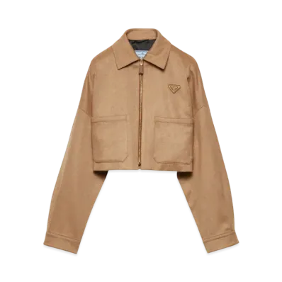 PRADA Women's Camel-Hair Blouson Jacket "Beige"