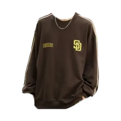MLB Exclusive Set Up Patch Embroidery Side Line Big Silhouette Pullover Sweatshirt & Sweatpants "Dark Brown"