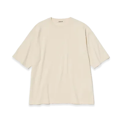 AURALEE High Gauge Tussah Silk Knit Tee "Ivory"