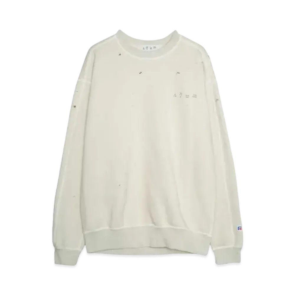 RUSSELL x Bal DISTRESSED ATHLETIC HEAVY COTTON CREW "SAND"