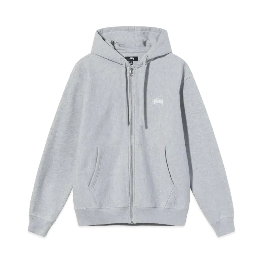 Stussy OVERDYED STOCK LOGO ZIP HOODIE "Grey Heather"