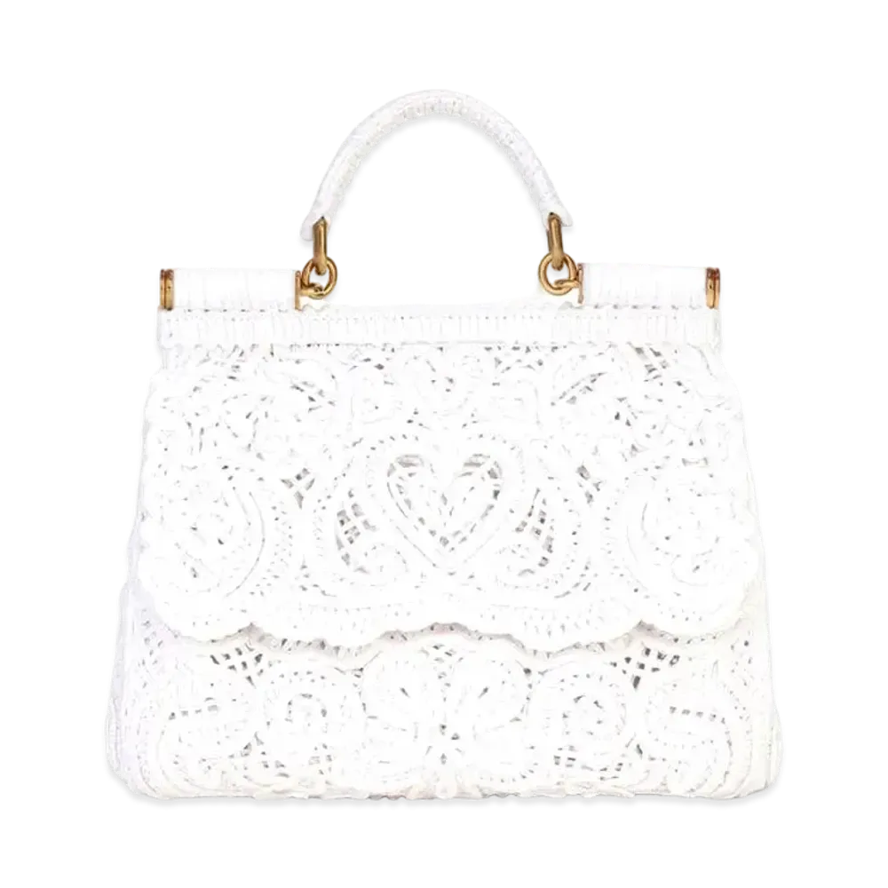 Dolce&Gabbana Sicily Bag Medium Cord Lace Embroidery "White"