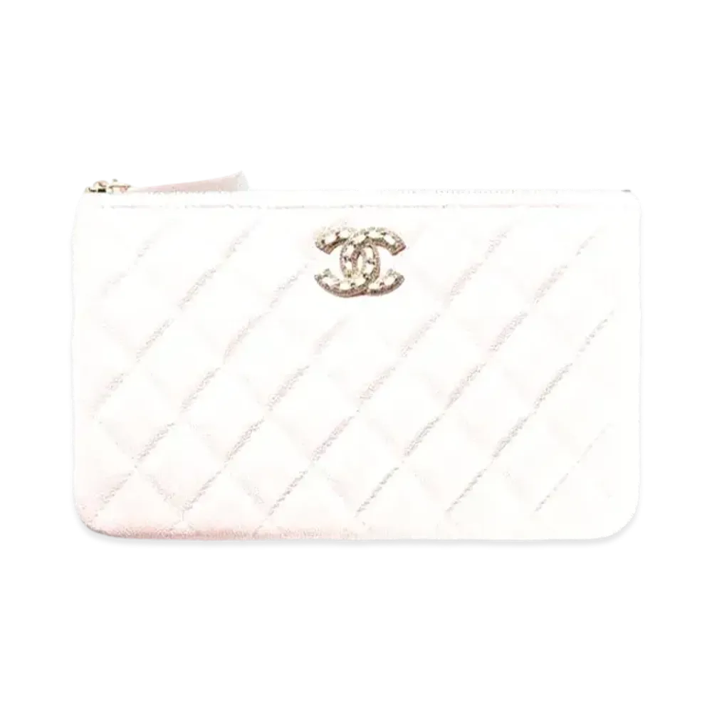 CHANEL Small Pouch Grain Shiny Calfskin "Pink"