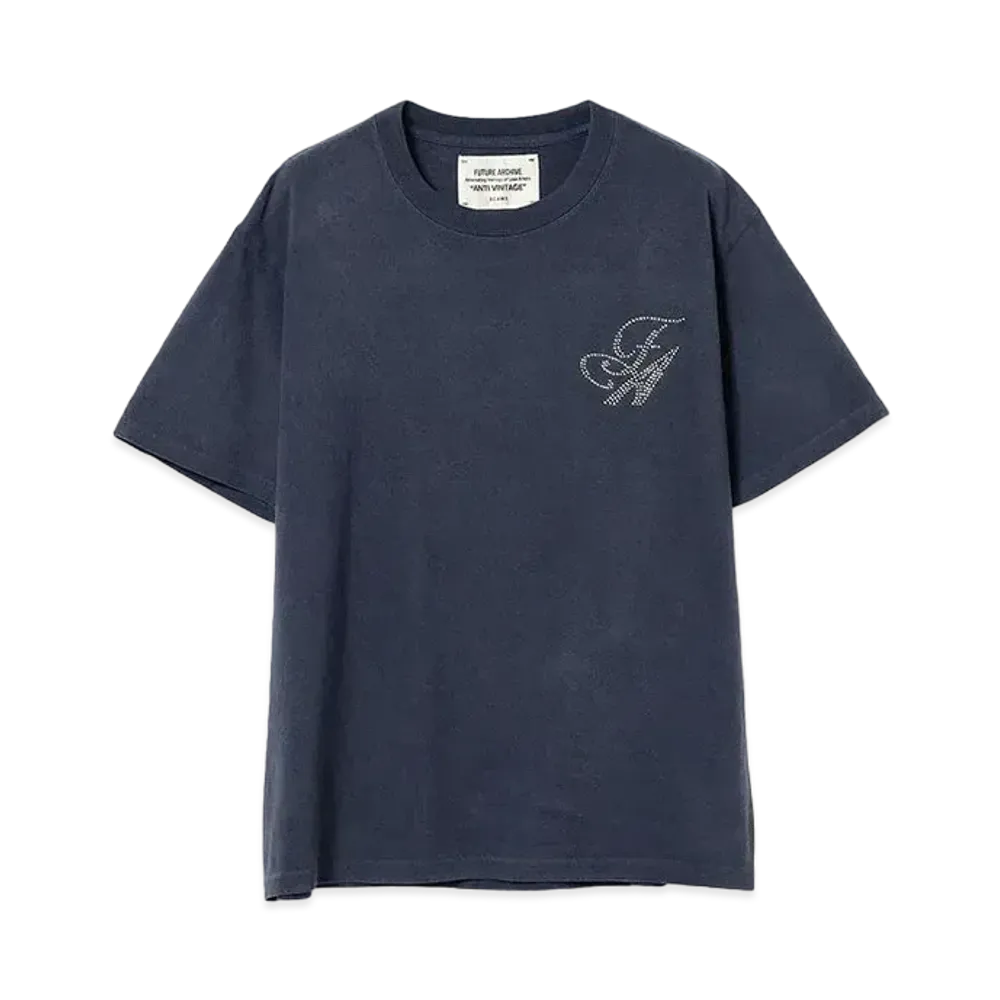 BEAMS x FUTURE ARCHIVE Rhinestone Logo Tee "Navy"
