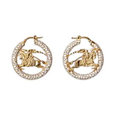 Burberry EKD Pave Hoop Earrings "Gold/Clear"