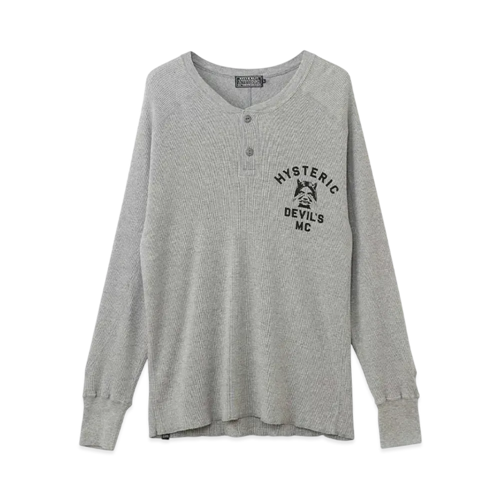 HYSTERIC GLAMOUR Devil'S Mc Henry Neck Sweatshirt "Top Gray"