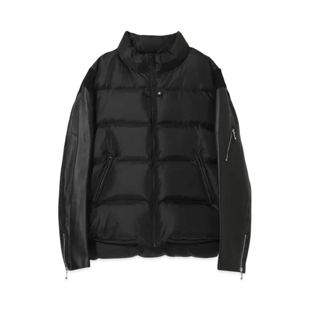 UNDERCOVER Leather sleeve down jacket "Black"