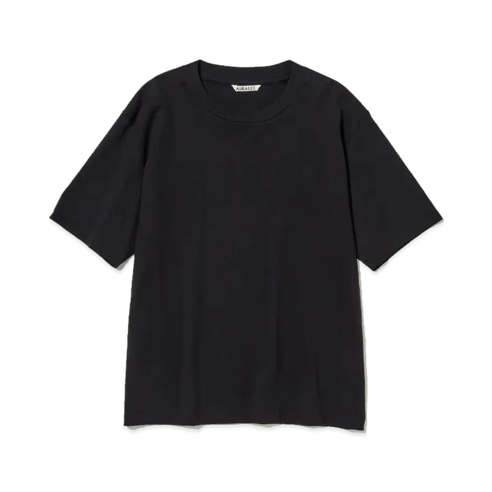 AURALEE Organic Cotton High Gauge Jersey Tee "Black"