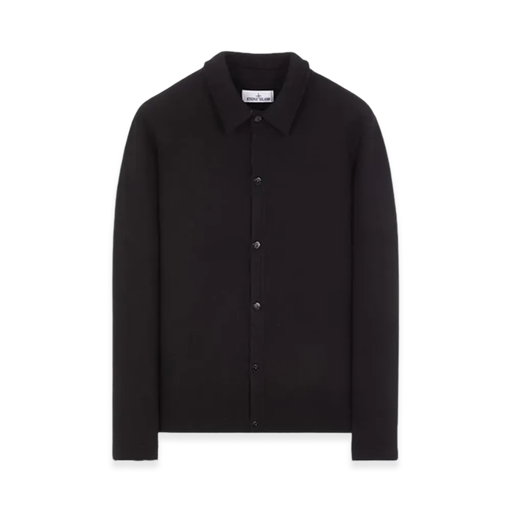 Stone Island 565A7 Pure Felted Wool Knit Overshirt - 23FW "Black"