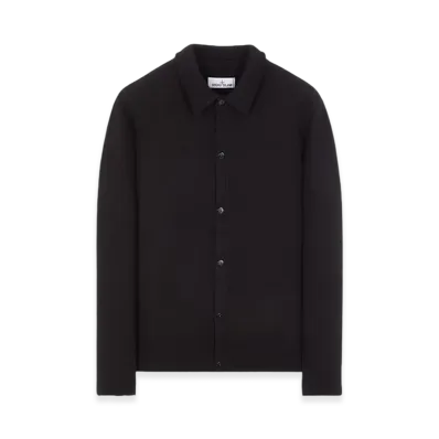 Stone Island 565A7 Pure Felted Wool Knit Overshirt - 23FW "Black"