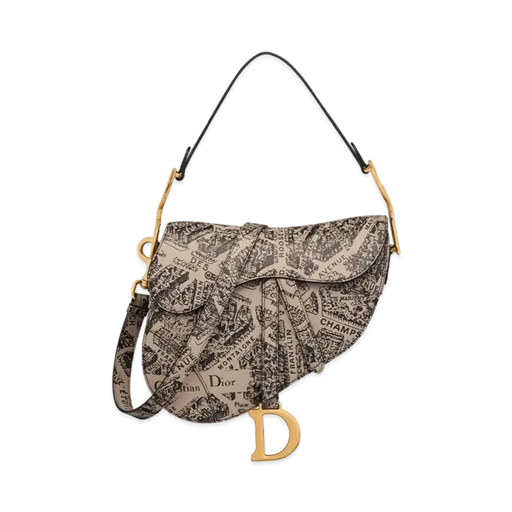 Dior Saddle Bag with Strap "Beige/Black"