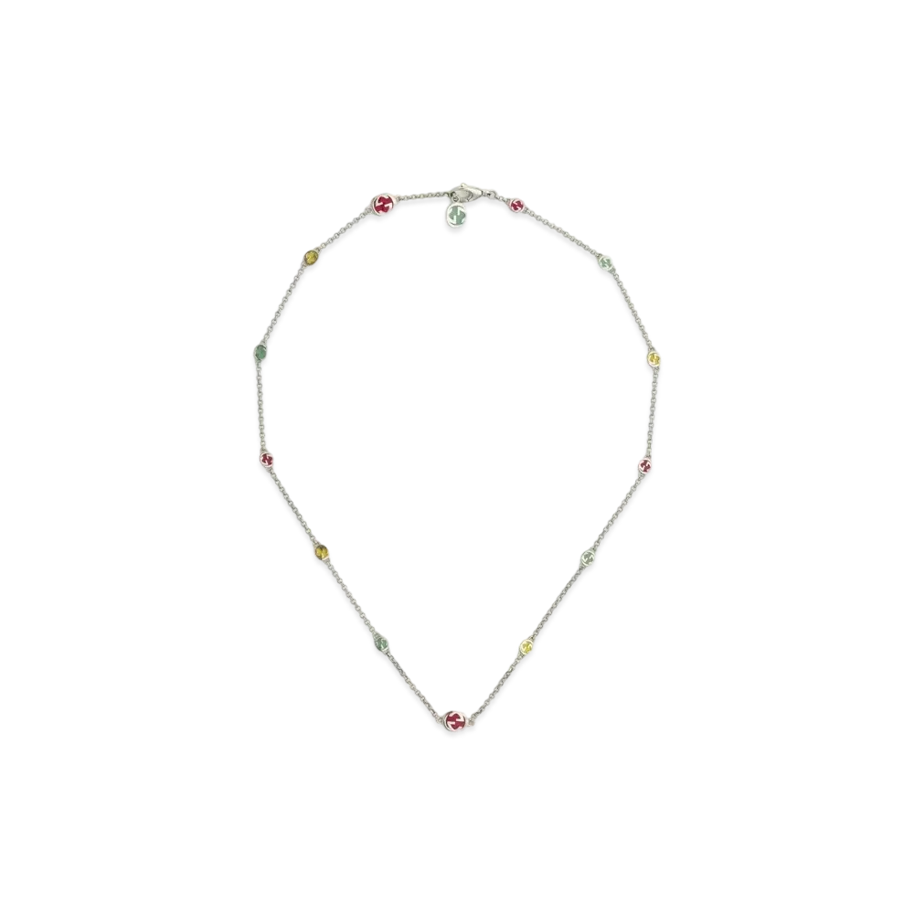 GUCCI Interlocking G Necklace Enamel Aged Finish "Multicolor"