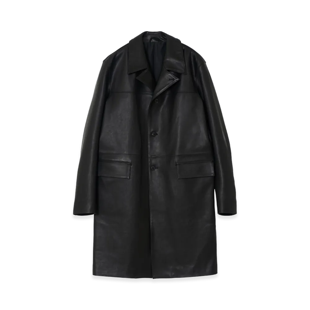 YOKE Calf Nappa Leather Coat "Black"