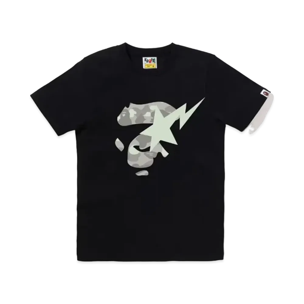 A BATHING APE Ladies' Ape Face Sta Tee "Black"
