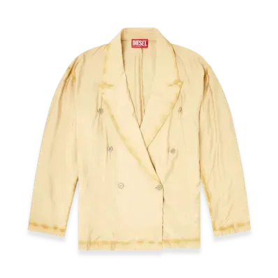 Diesel J-Keysery Double-Breasted Blazer In Wrinkled Shell "Beige"