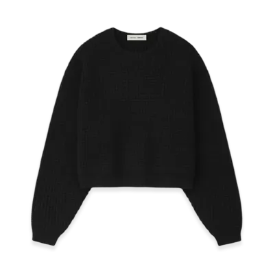 FEAR OF GOD ESSENTIALS Women's Heavy Waffle Crewneck 90'S Sweater "Vintage Black"