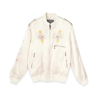 HYSTERIC GLAMOUR LIGHTNING DRAGON Embroidered Souvenir Jacket "White"
