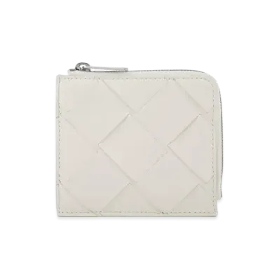 Bottega Veneta Maxi Intrecciato Lambskin Zip Coin Purse "White"