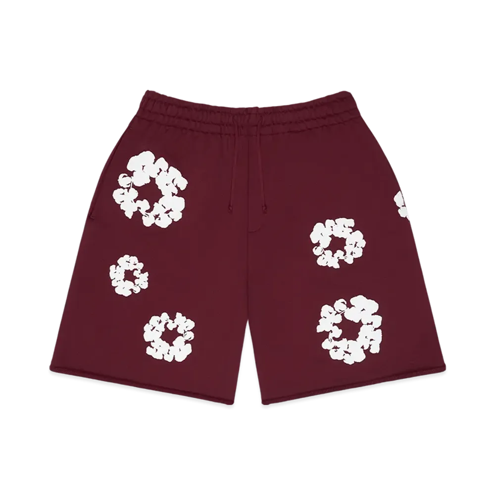 DENIM TEARS Cotton Wreath Sweatshorts "Burgundy"
