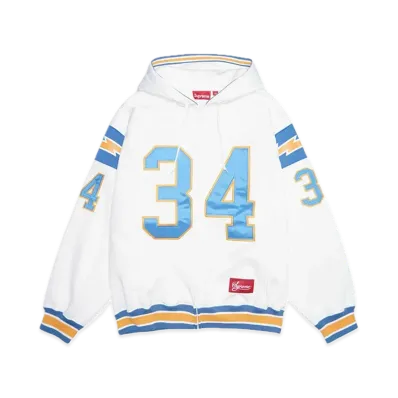 Supreme Football Zip Up Hooded Sweatshirt "White"