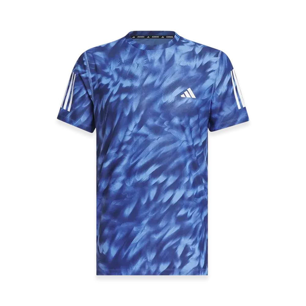 adidas Own The Run All-Over Print Short-Sleeve T-Shirt "Blue Fusion/Dark Blue"