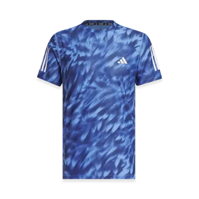 adidas Own The Run All-Over Print Short-Sleeve T-Shirt "Blue Fusion/Dark Blue"