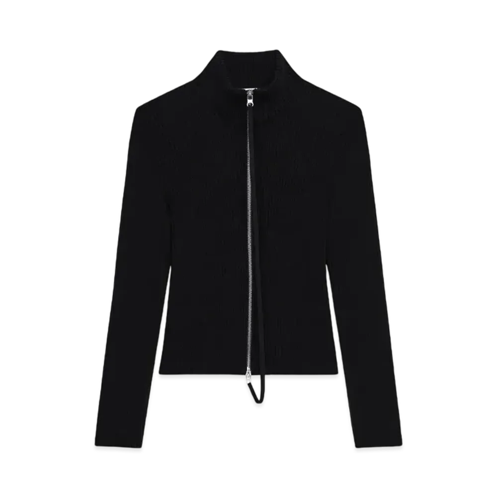 Courreges Knitted Zipped Cardigan "Black"