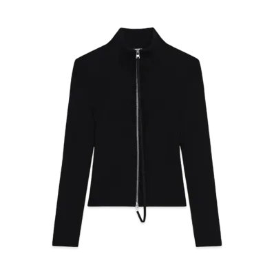 Courreges Knitted Zipped Cardigan "Black"