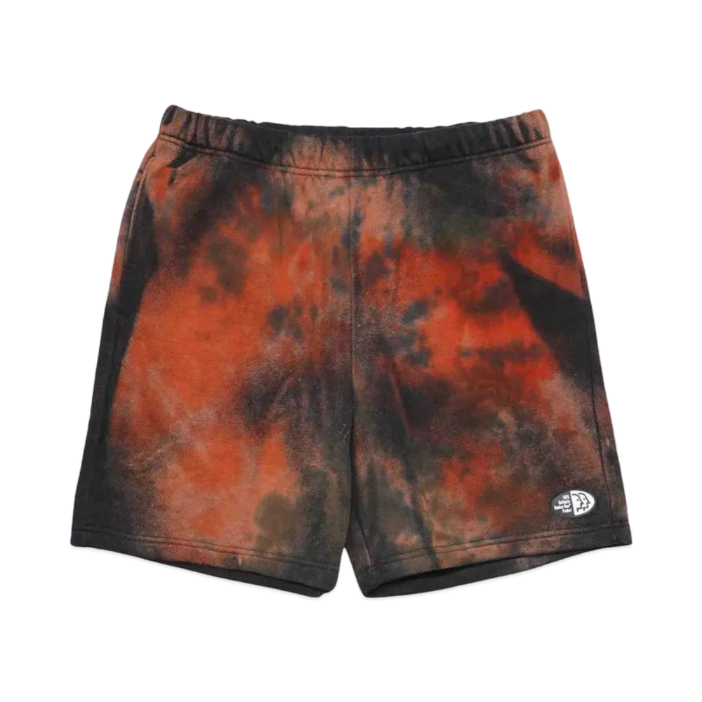 HOMBRE Nino TIE DYE SWEAT SHORTS "BLACK / ORANGE"