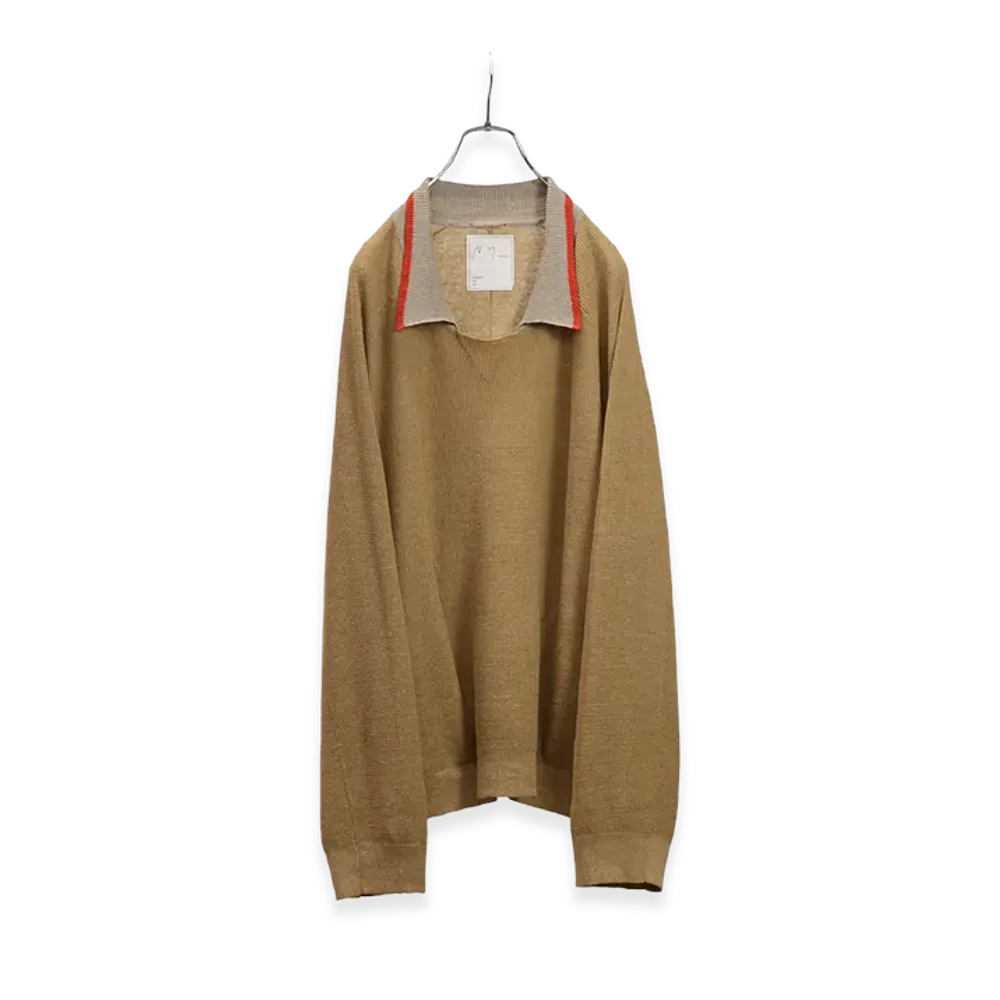 ANCELLM Contrast Collar Knit "Beige"