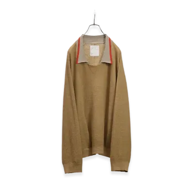 ANCELLM Contrast Collar Knit "Beige"