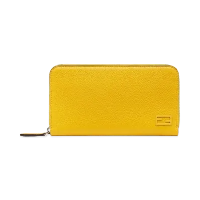 FENDI Zip-Around Wallet Leather Wallet "Yellow"