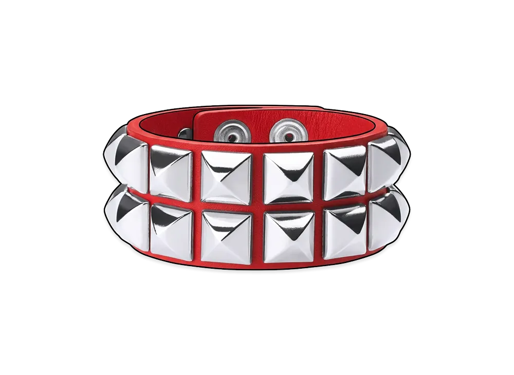 Supreme Studded Leather Bracelet "Red"