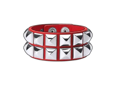 Supreme Studded Leather Bracelet "Red"