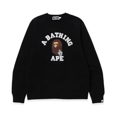A BATHING APE Go Ape Pointer College Crewneck "Black"