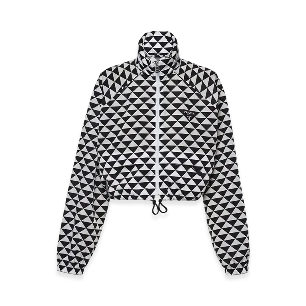 PRADA Women's Printed Re-Nylon Blouson Jacket "Black"