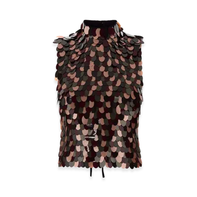 DRIES VAN NOTEN Women's Embellished Crepe Carmasa Top "Bordeaux"