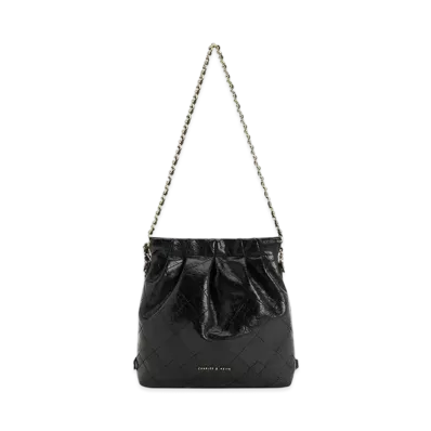 CHARLES & KEITH Duo Chain Handle Two-Way Backpack "Black"