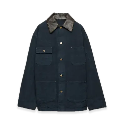 PRADA Canvas Briefcase Jacket "Navy"