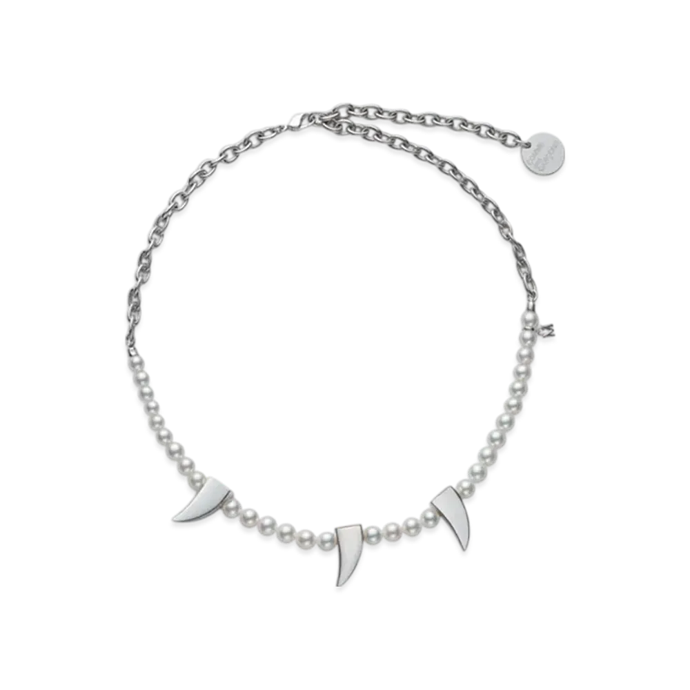 COMME des GARCONS x Mikimoto M CDG Pearl& Chain NecklaceFangs "Silver"