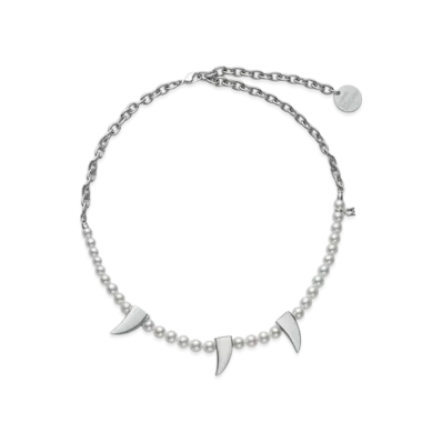 COMME des GARCONS x Mikimoto M CDG Pearl& Chain NecklaceFangs "Silver"