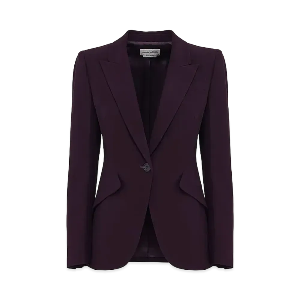 Alexander McQUEEN Peak Shoulder Leaf Crepe Jacket "Night Shade"