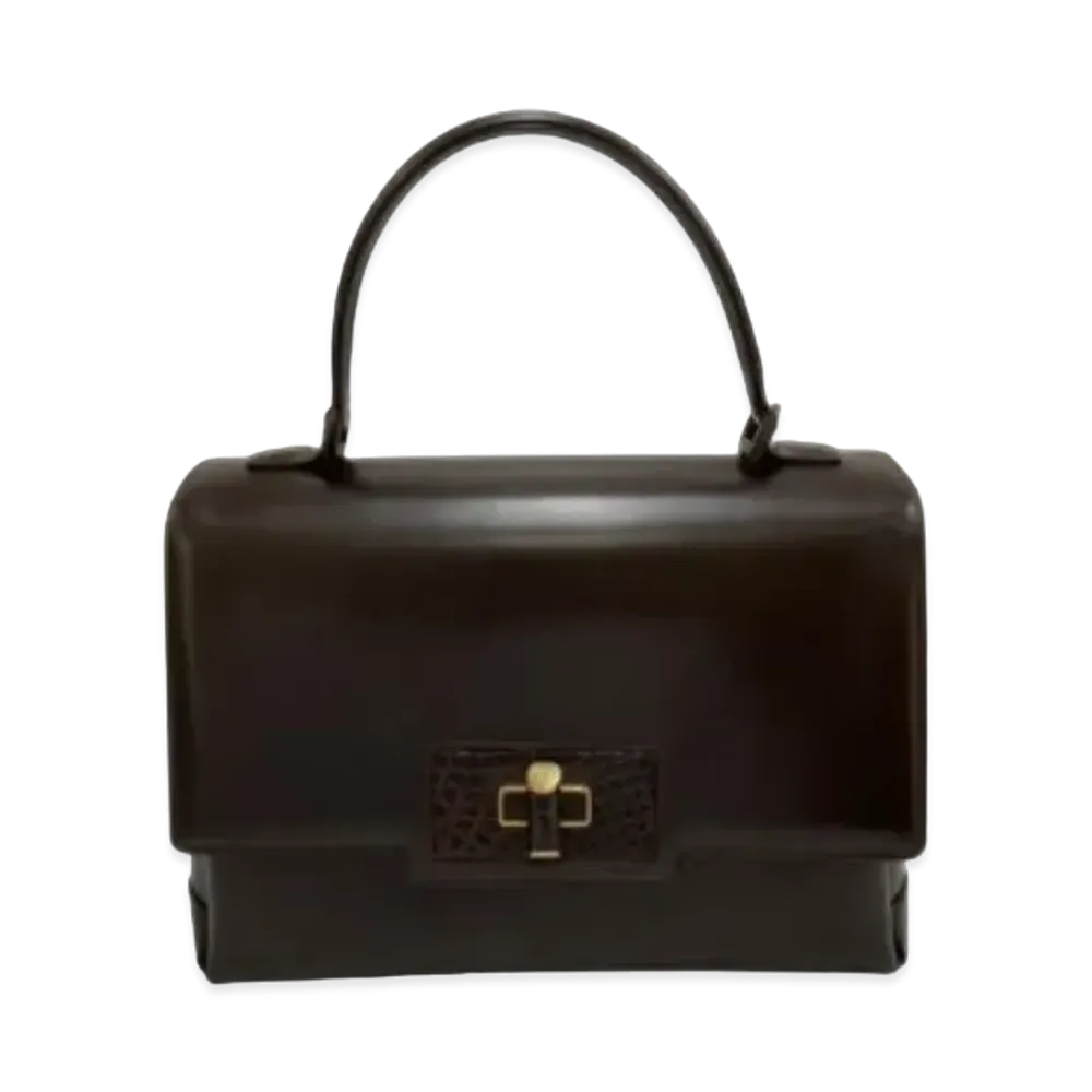 GUCCI Old Gucci Kelly Type Hand Bag Bamboo Turnlock "Brown"