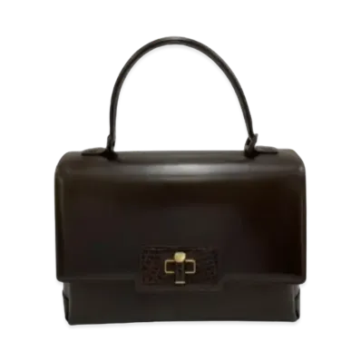 GUCCI Old Gucci Kelly Type Hand Bag Bamboo Turnlock "Brown"