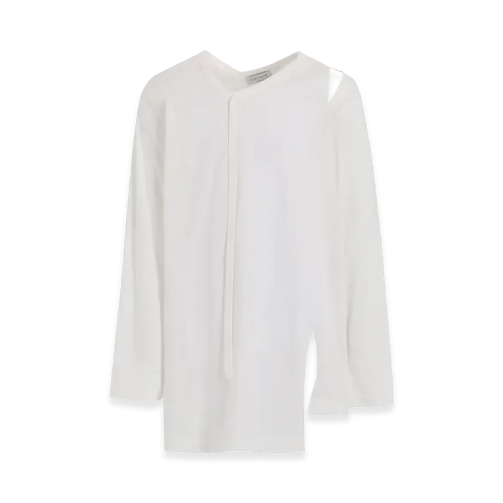 Yohji Yamamoto POUR HOMME Single Jersey Binder V-Neck Long Sleeve "White"