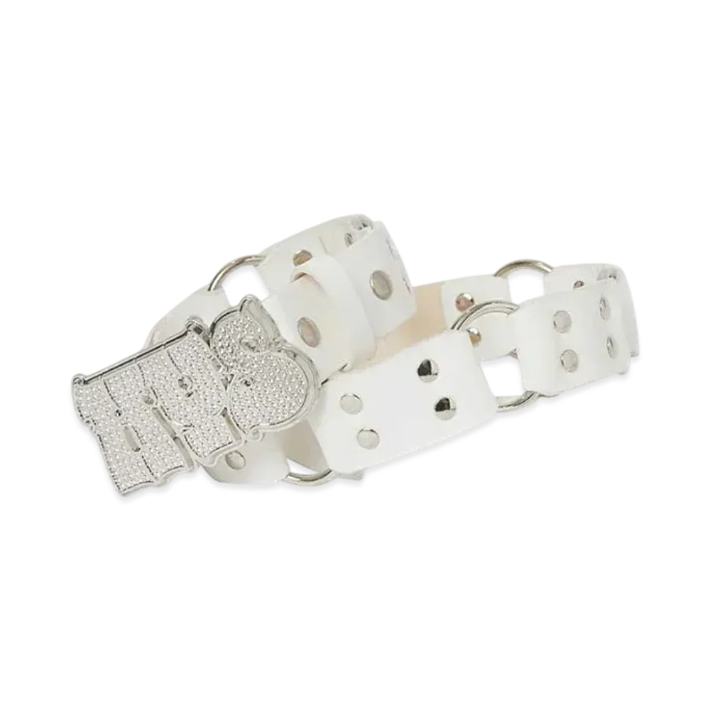 HYSTERIC GLAMOUR Hypnotized Logo Ring Leather Belt "White"