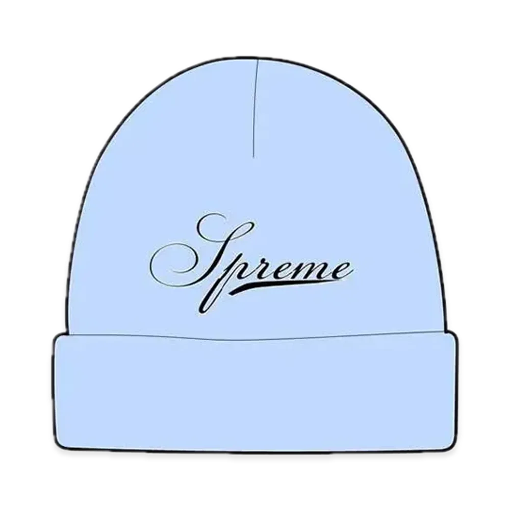 Supreme Script Logo Beanie "Blue"